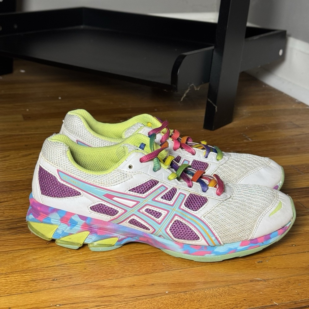 ASICS Gel Frantic 7 White Multi Color Running Athletic Sneakers T3A6Q Womens 7